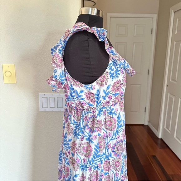 J. Crew Tiered in floral vine block print White Midi Dress Size M - Picture 7 of 12